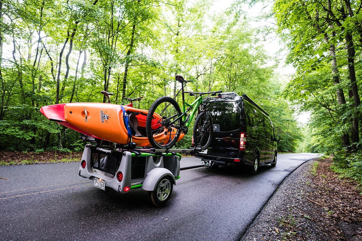 Van towing GO EASY kayak trailer