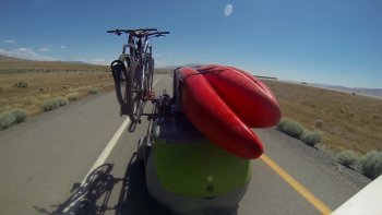 kayak trailer on the road