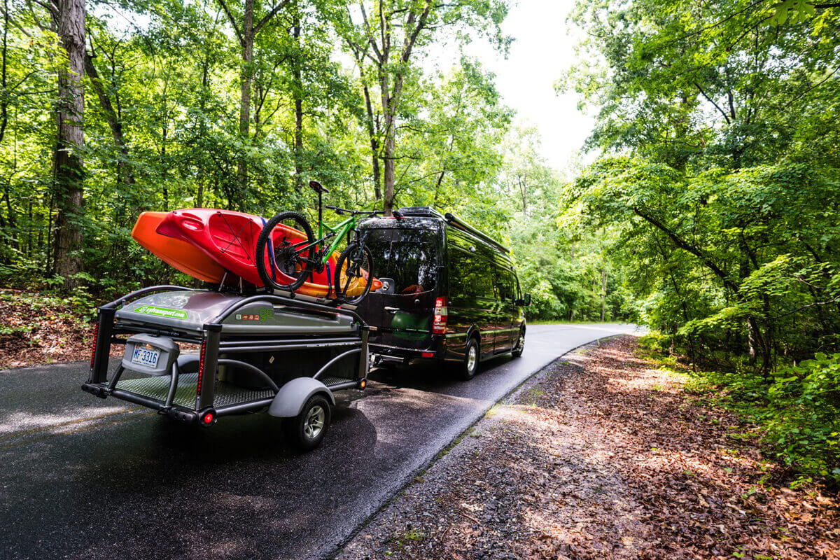 pull behind trailer with outdoor gear