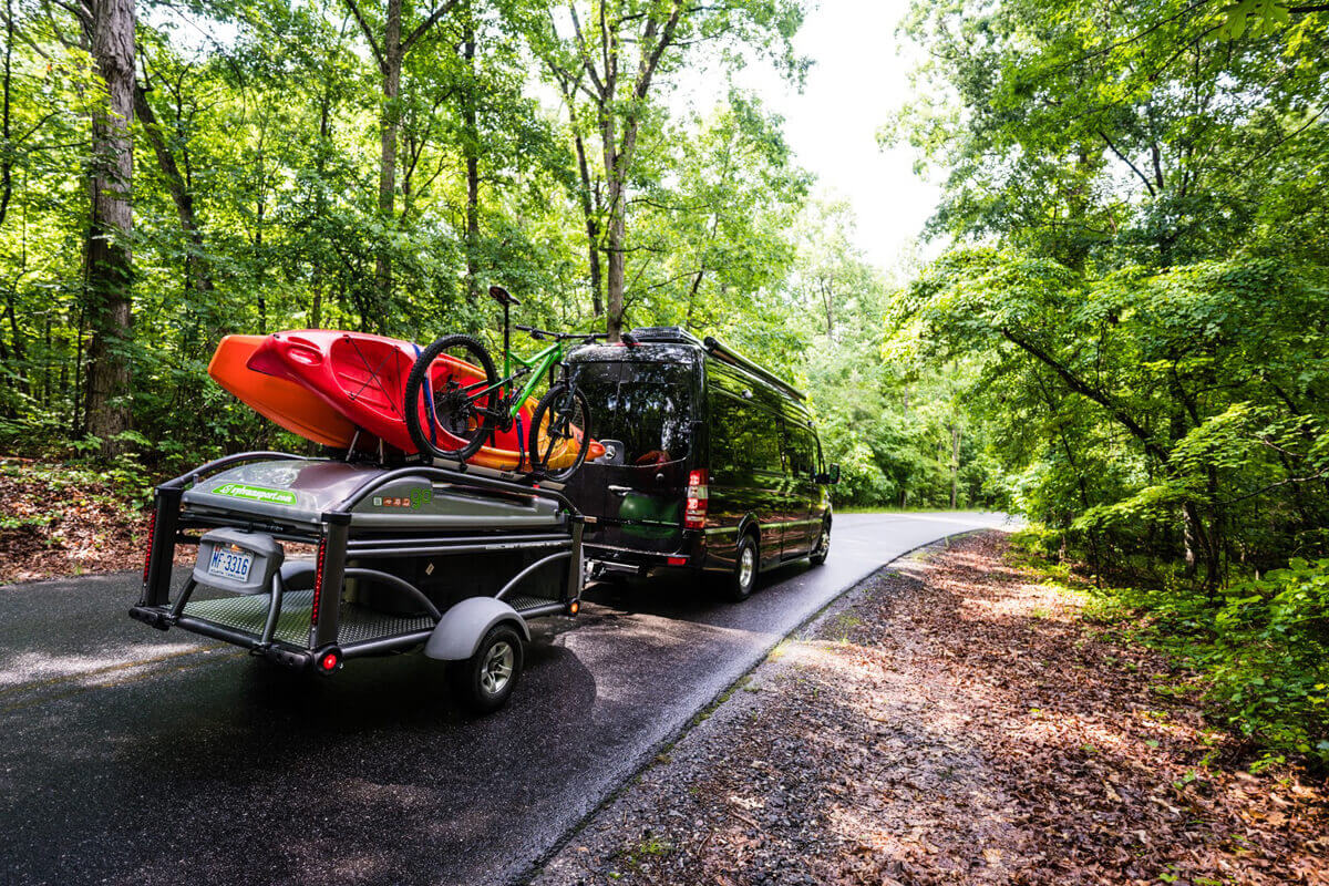 Pull Behind Adventure Trailer pull behind trailer with outdoor gear
