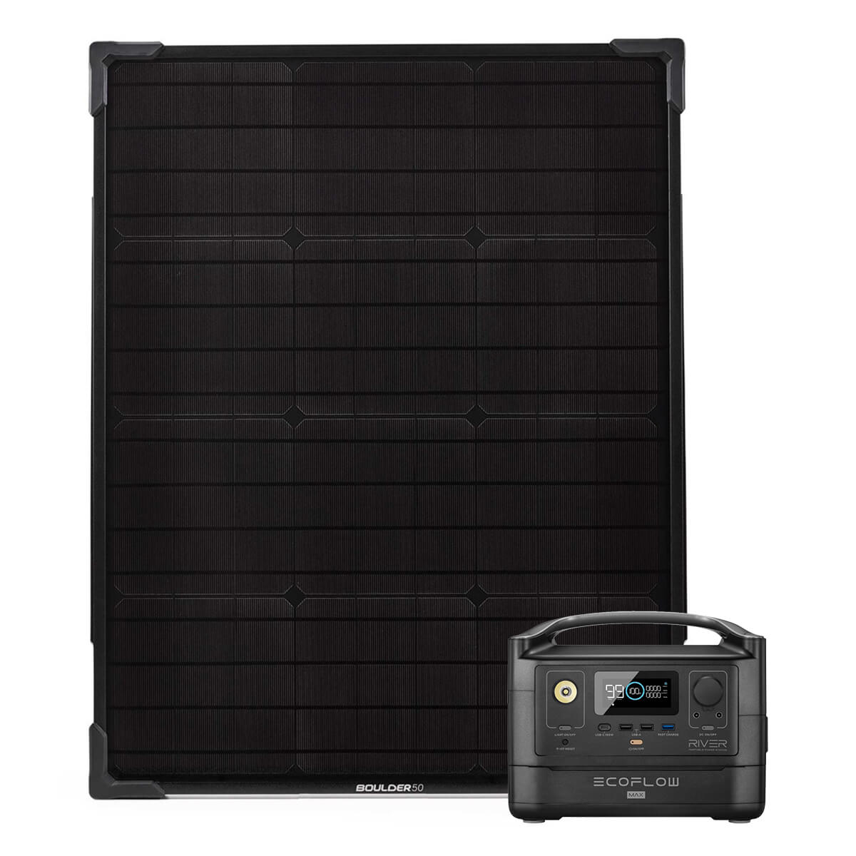 Sun Panel with Portable Power Generator Solar energy EcoFlow studio photo front