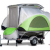 woman setting up GO Camper trailer