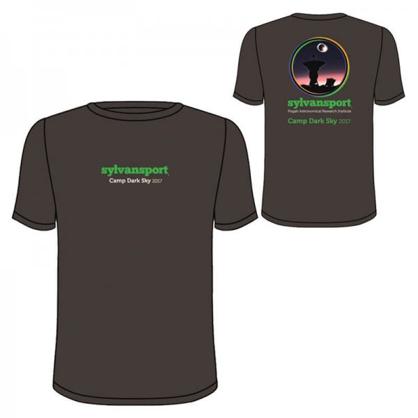 Camp Dark Sky tshirt front and back view studio photo