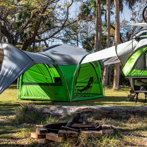 GOzeebo open connected with awning and Go Camping Trailer
