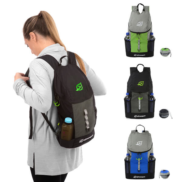 woman wearing Lightweight Hacky Pack Black studio photo