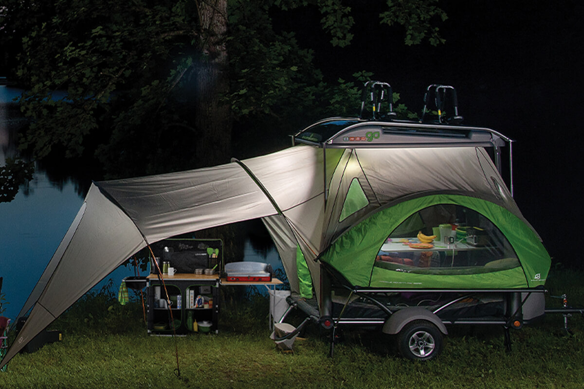 Over Easy Camp Kitchen front view inside awning