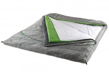 sleeping bag 3/4 view showing layers studio photo