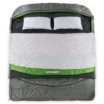 sleeping bag top view showing layers studio photo