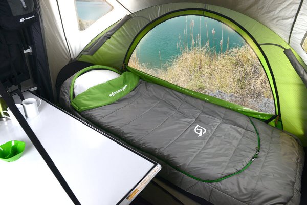 sleeping bag top view inside GO Camper