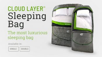 sleeping bag top view showing layers single and double