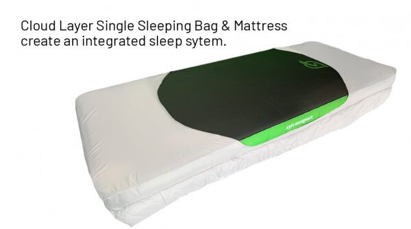 Back view Sleeping Bag with Mattress studio photo