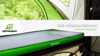 Self-Inflating Mattress 3/4 view inside GO Camper