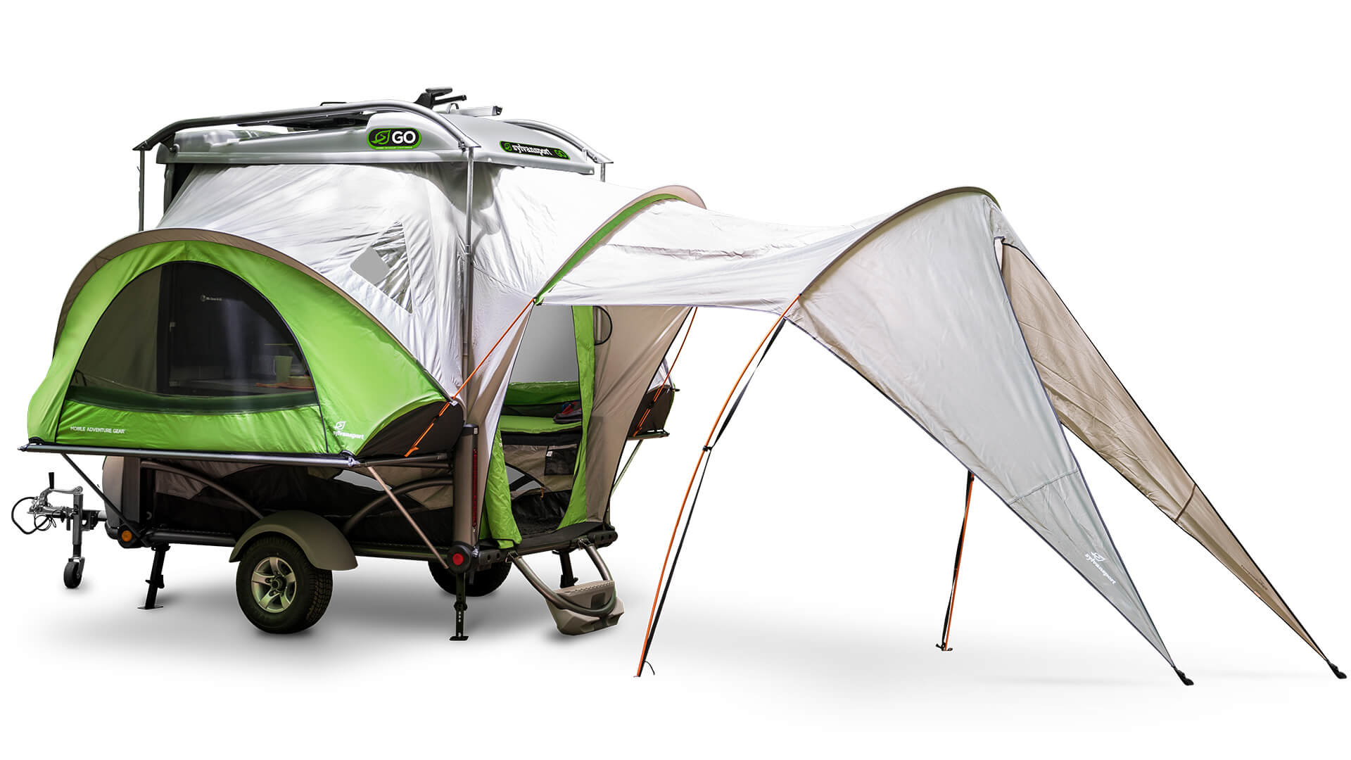 Camping trailer GO Camper with awning open studio photo
