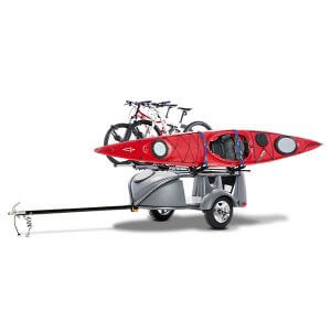 GO Easy kayak trailer with kayak and bikes studio photo