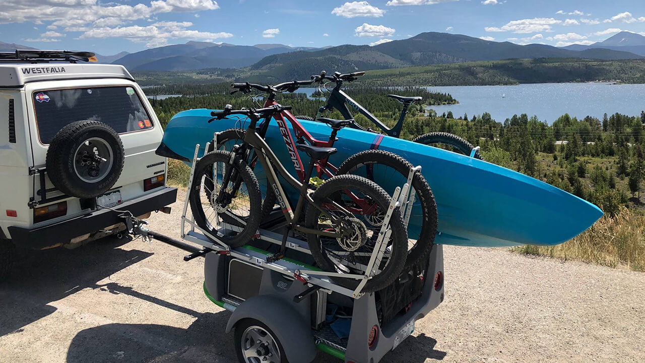 Kayak trailer with bikes