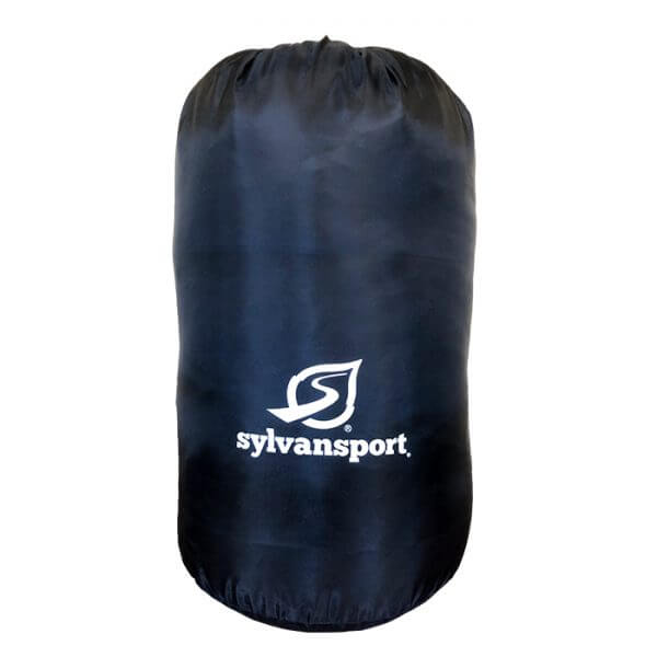 sleeping bag packed in stuff sack