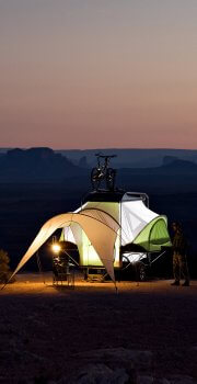 men preparing/leaving campground sunrise