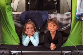 kids inside GO camper