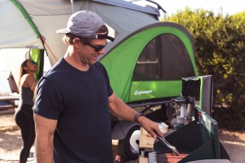 men cooking camp kitchen
