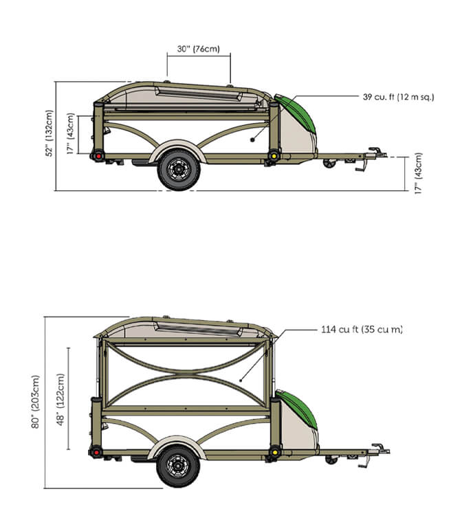 Dimensions GO Camper trailer closed side view