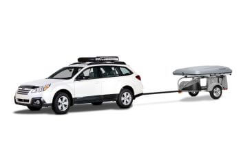 LOFT rooftop tent and kayak trailer with Subaru Outback studio photo