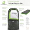 SylvanSport single sleeping bag with quilted, layered design and eco-friendly cotton sheet.