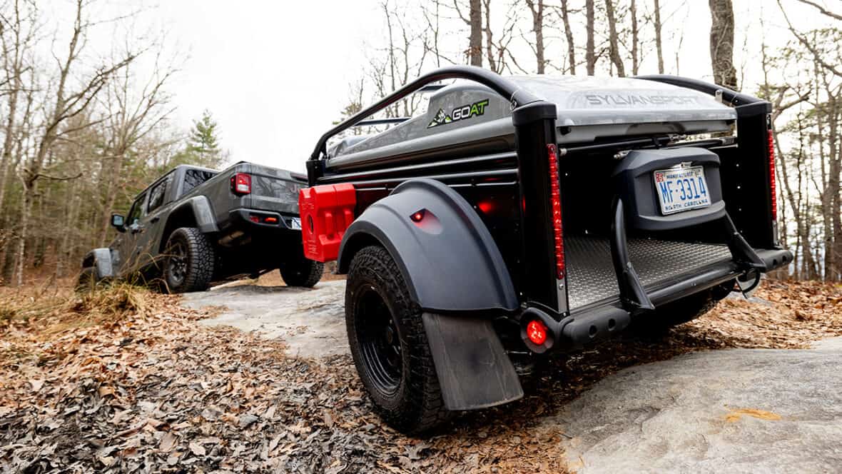 Compact SylvanSport Optima trailer for outdoor adventures and camping.