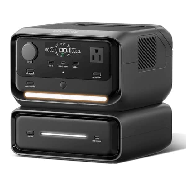 Portable power station for outdoor adventures and camping. Compact, high-capacity battery with multi.