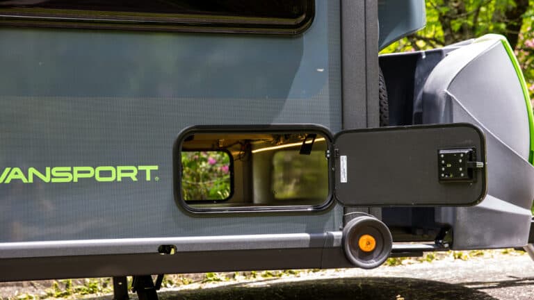 SylvanSport VIRE travel trailer with outdoor storage and compact design.