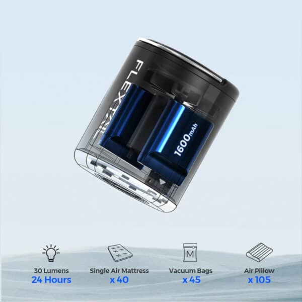 Portable vacuum cleaner with 1600mAh battery and multiple accessories.