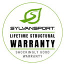 SylvanSport Lifetime Structural Warranty badge on circular logo.